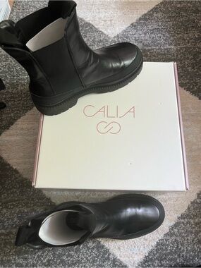 Calla Black Leather Chelsea Ankle Boots - Women